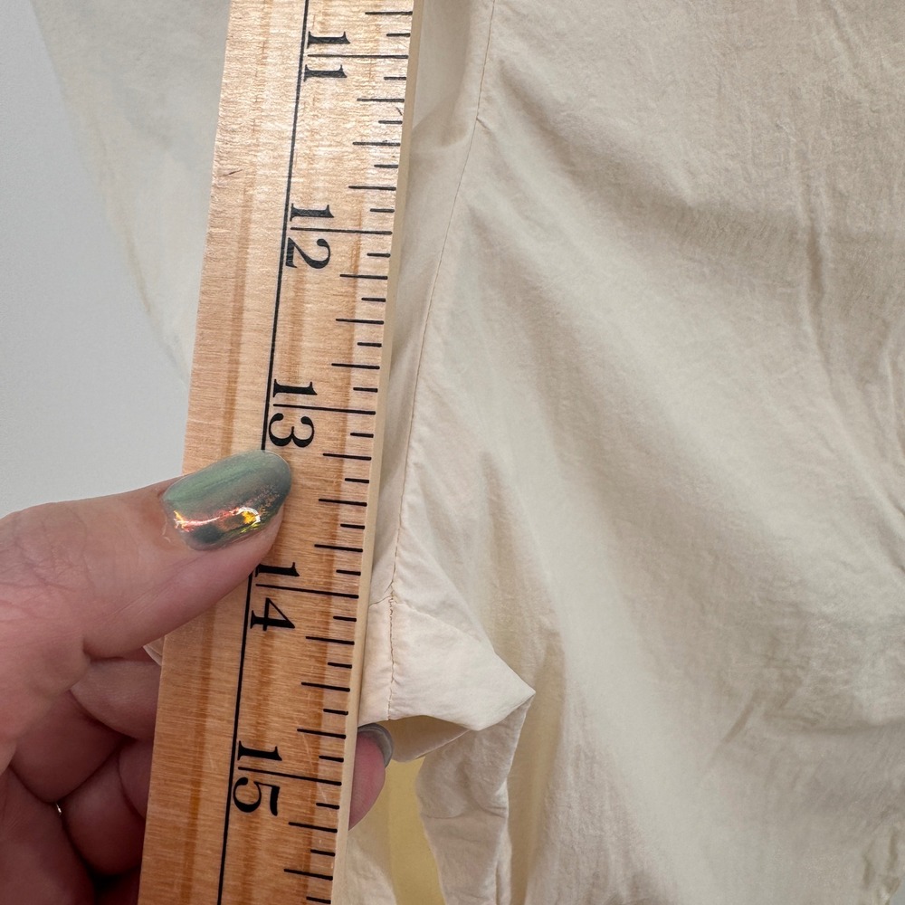 Zara Women Cream Nylon Wide Leg Cargo Pants Size L Streetwear Utility Gorpcore - Picture 4 of 12